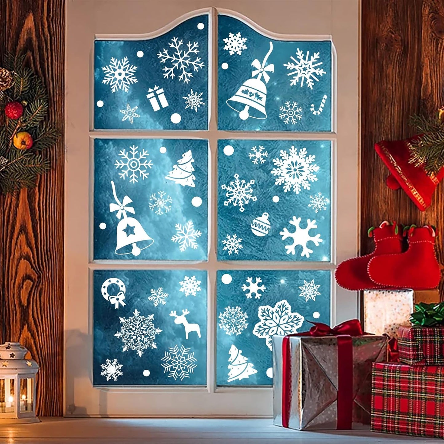 284 Pcs Christmas Snowflake Window Clings Stickers