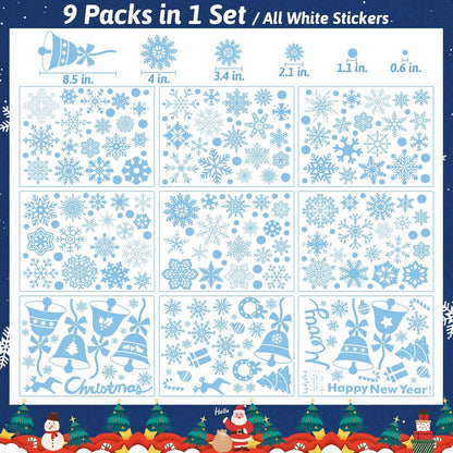 284 Pcs Christmas Snowflake Window Clings Stickers