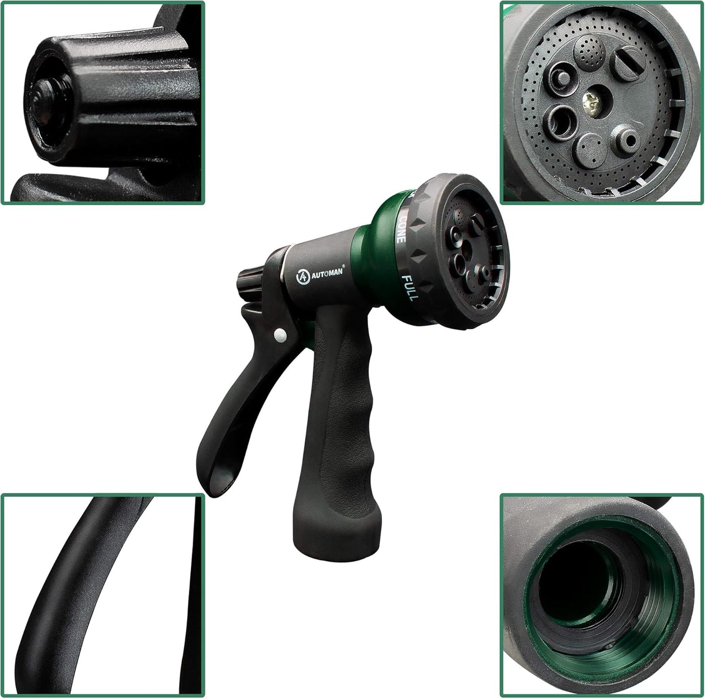 Water Spray Nozzle with Heavy Duty 7 Adjustable Watering Patterns