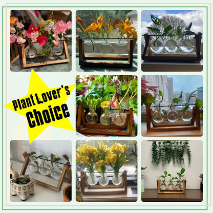 Air Planter Bulb Glass Vase Metal Swivel Holder Retro Tabletop for Hydroponics Home Garden Office Decoration