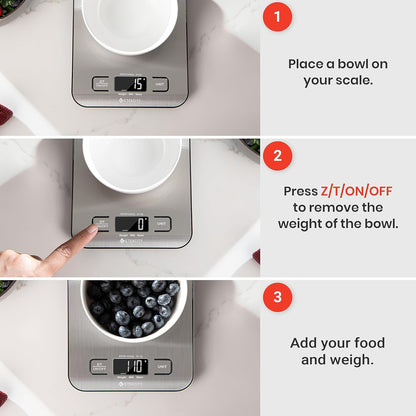 Food Kitchen Digital Scale for Weight Loss Baking Cooking Stainless Steel