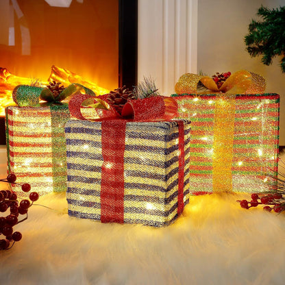 60 LED Light Up Collapsible Christmas Boxes