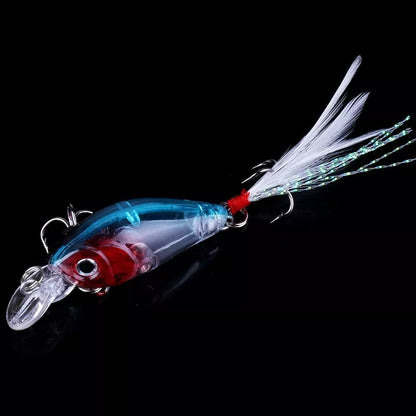 5 Pack Minnow 3D Eyes Hard Artificial Fishing Lure Hooks Crank Bait