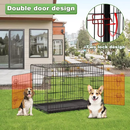 24in Foldable Single Door Pet Cage Black