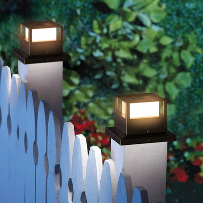 6 Pack Waterproof LED Solar Flame Post Deck Fence Cap Lights