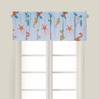 Cotton Ocean Sea Life Tropical Beach Premium Window Valance