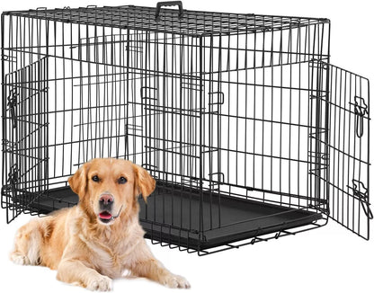 24in Foldable Single Door Pet Cage Black