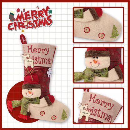 18.5" Large Christmas 3D Cute Snowman Stockings with Name Tags