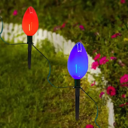 LED Christmas Pathway Marker Light Outdoor with 4 LED Multicolor Lights and 4 Stakes