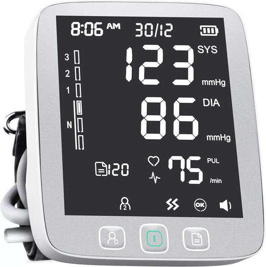 Automatic Blood Pressure Machine Upper Arm Monitor - Adjustable Digital BP Cuff Kit and LED Backlit Display