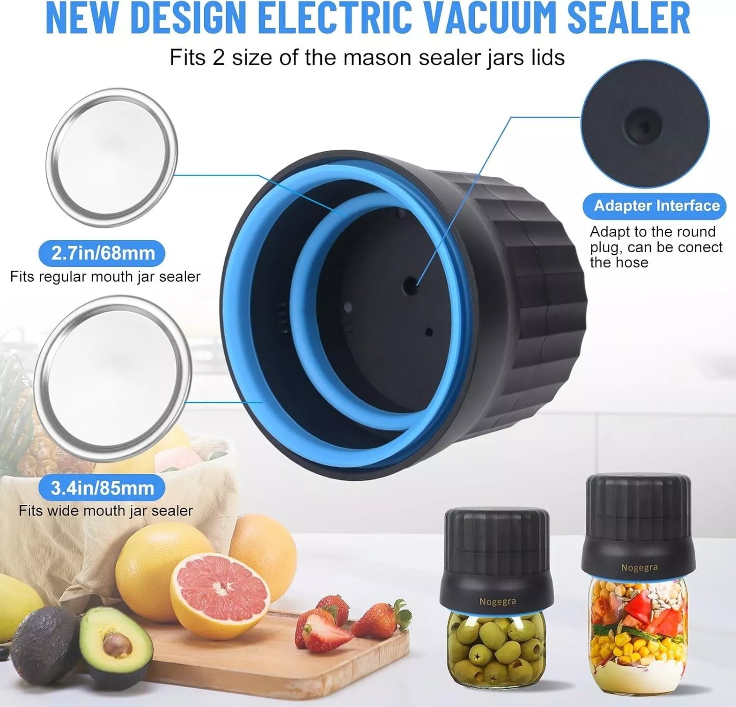 3 in 1 Electric Mason Jar Vacuum Sealer Kit