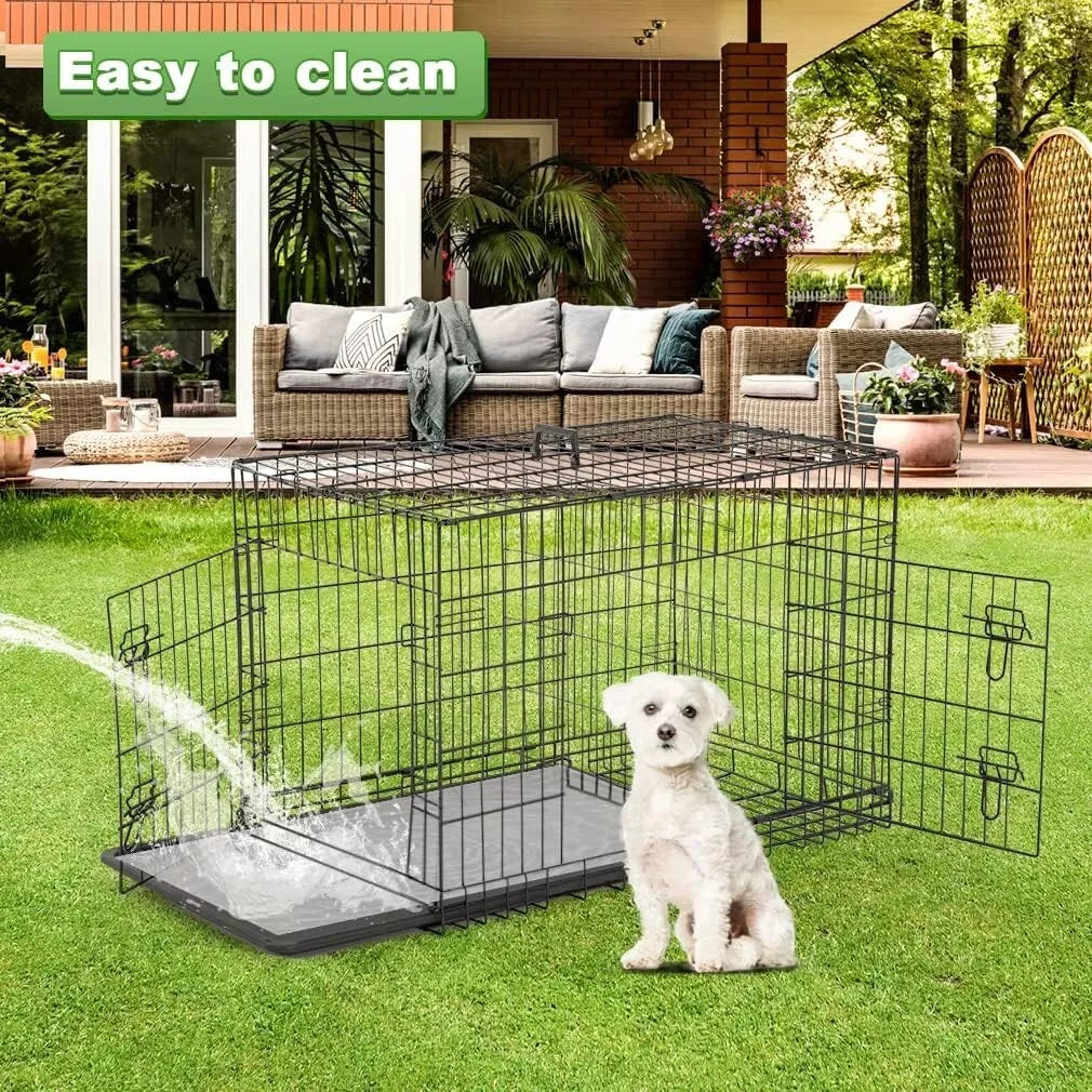 24in Foldable Single Door Pet Cage Black