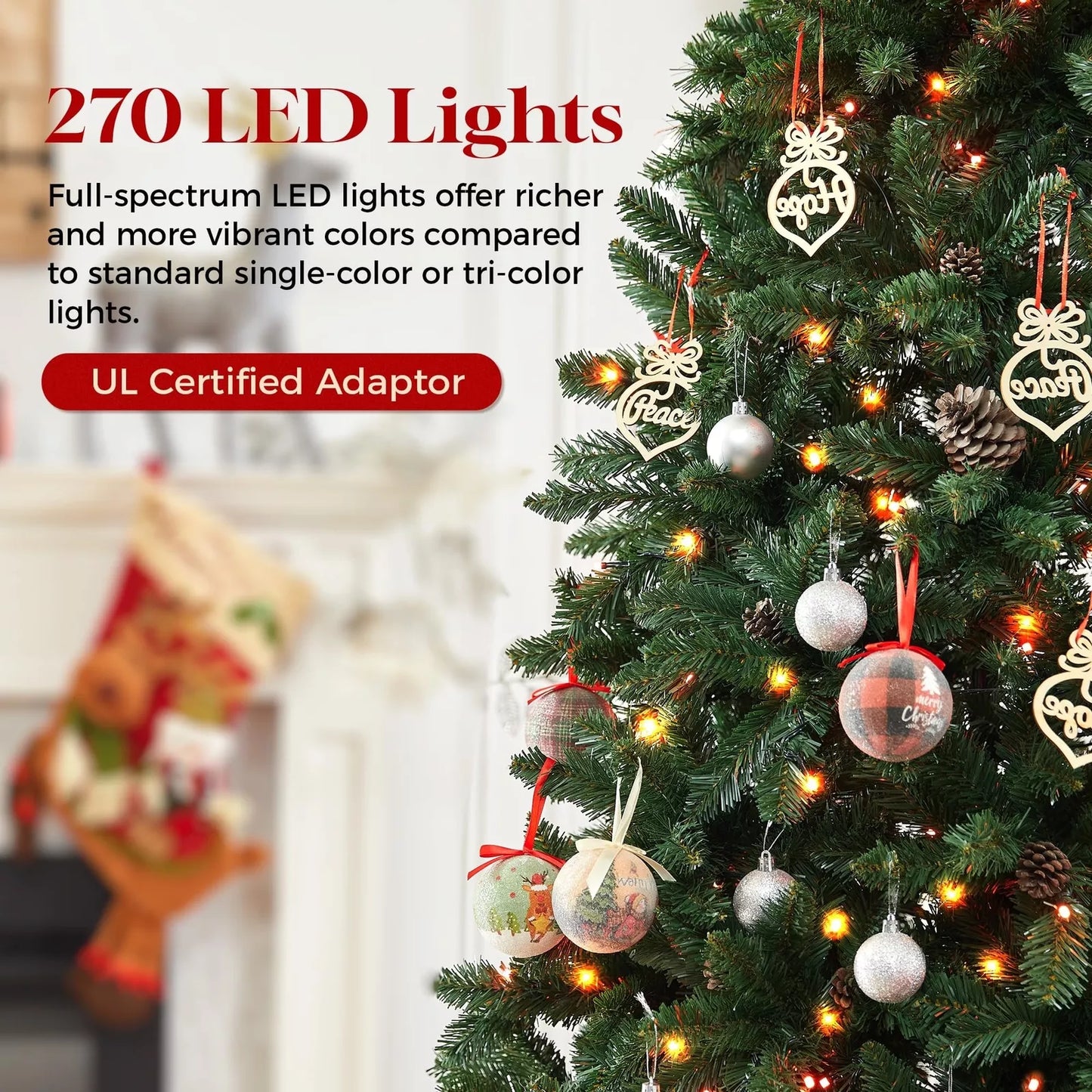 6ft Artificial Christmas Tree with 270 LED Lights with App-Controlled Multi-Color RGB Lights Easy to Assemble