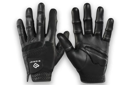 Stable Grip Men's Black Golf Glove - Patented Stable Grip Genuine Cabretta Leather, Natural Fit (Small, Worn on Left Hand)