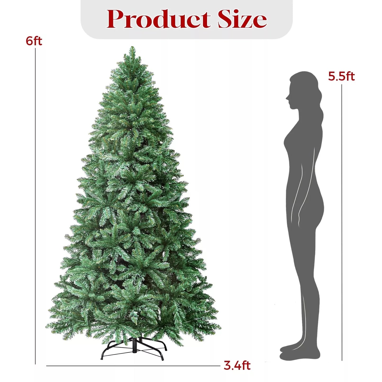 6ft Artificial Christmas Tree with 270 LED Lights with App-Controlled Multi-Color RGB Lights Easy to Assemble