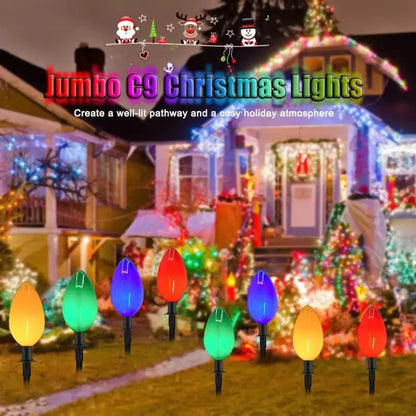 LED Christmas Pathway Marker Light Outdoor with 4 LED Multicolor Lights and 4 Stakes