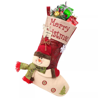 18.5" Large Christmas 3D Cute Snowman Stockings with Name Tags