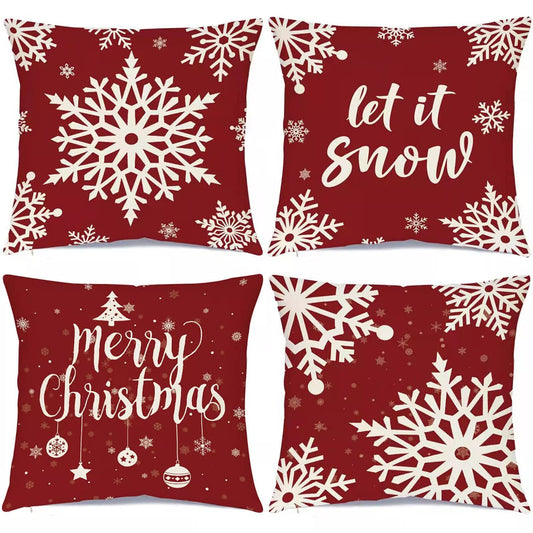 Christmas Decorations Throw Pillow Covers 8 × 18 Inch Set of 4