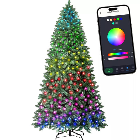 6ft Artificial Christmas Tree with 270 LED Lights with App-Controlled Multi-Color RGB Lights Easy to Assemble