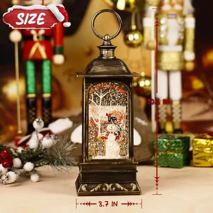 Christmas Snowman 3 Settings Musical Sparkly Swirling Snow Globe Lantern